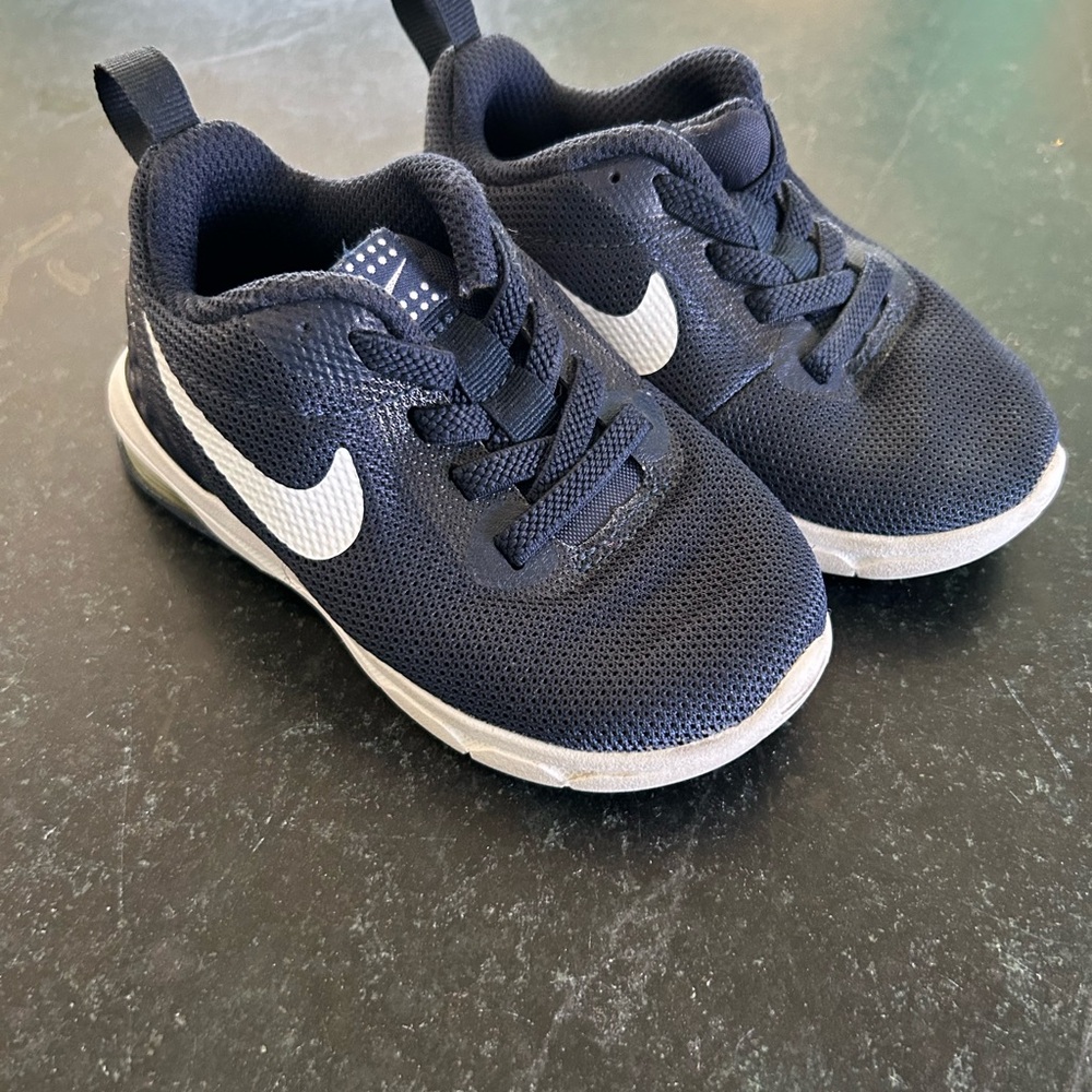 Navy and white toddler sneakers in size 5, excellent used condition